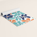 Abstract Flowers, Orange, Navy, Teal Yoga Mat Gallery Image 2