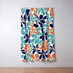 Abstract Flowers, Orange, Navy, Teal Window Curtain Gallery Image 3