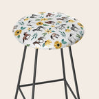 Horses and Sunflowers, Horse Art, Horse Decor, Yellow Flowers, Equestrian Art Stool Gallery Image 2