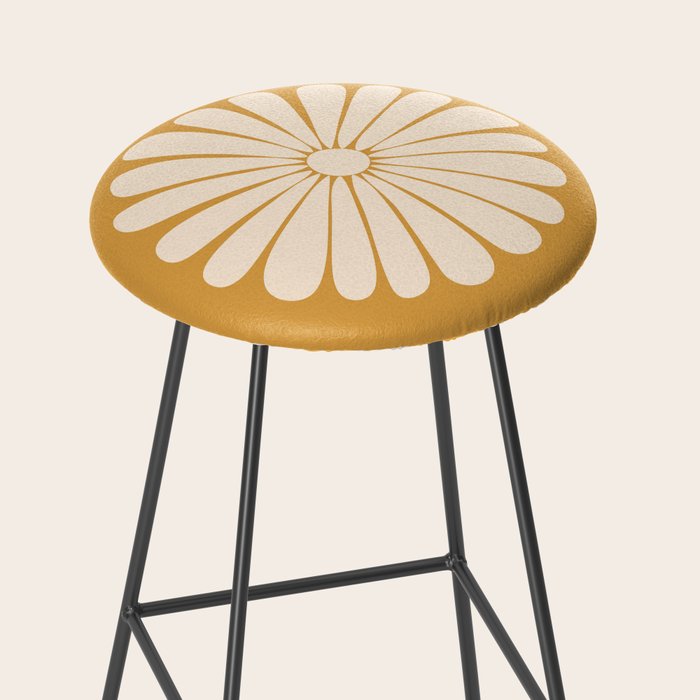 Retro Daisy Abstract XVIII Golden Orange Bold Floral Stool Gallery Image 2