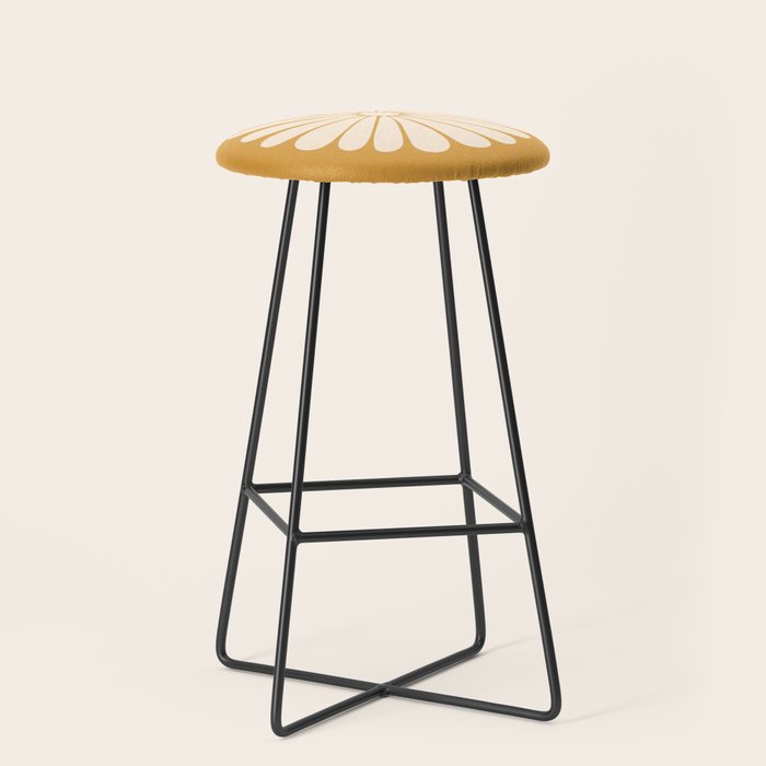Retro Daisy Abstract XVIII Golden Orange Bold Floral Stool Gallery Image 1