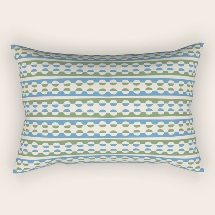 Dots and Lines - Blue and Green Rectangular Pillow Gallery Image 2