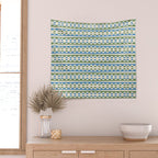 Dots and Lines - Blue and Green Wall Tapestry Gallery Image 2