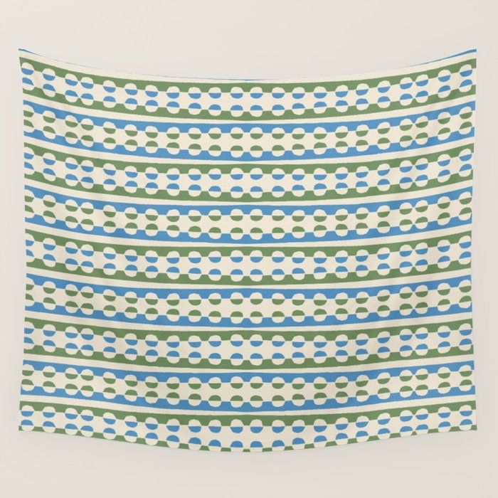 Dots and Lines - Blue and Green Wall Tapestry Gallery Image 1