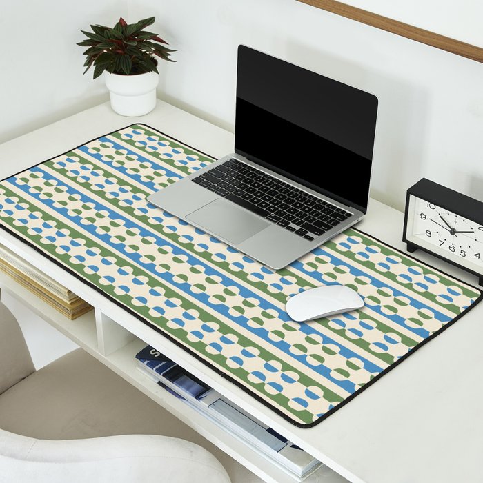 Dots and Lines - Blue and Green Desk Mat Gallery Image 2