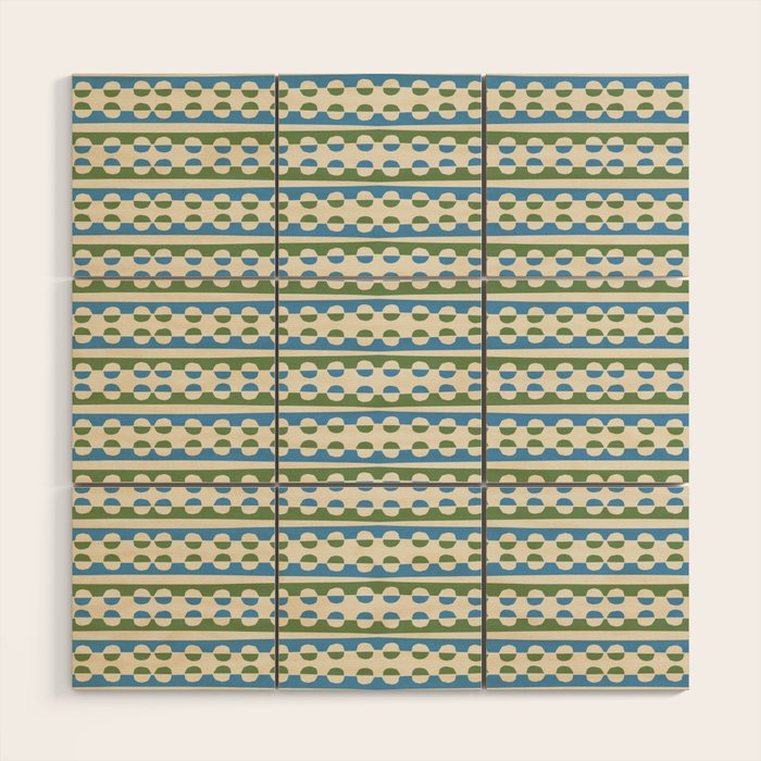 Dots and Lines - Blue and Green Wood Wall Art Gallery Image 1