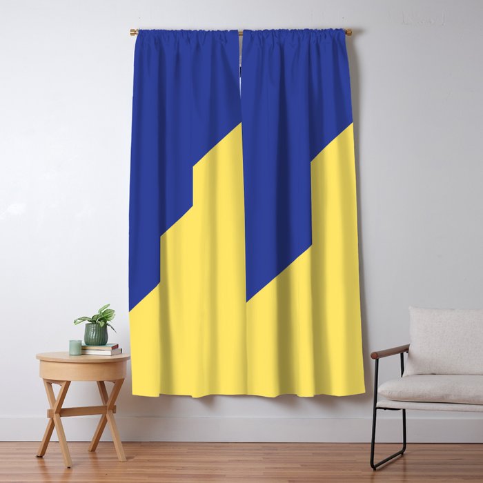 Modern royal blue sunshine yellow trendy color block Window Curtain Gallery Image 1