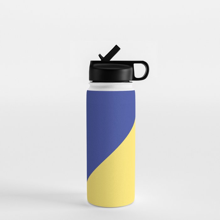 Modern royal blue sunshine yellow trendy color block Water Bottle Gallery Image 1