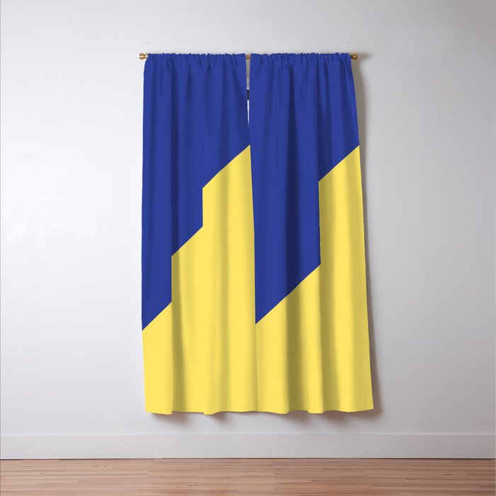 Modern royal blue sunshine yellow trendy color block Window Curtain Gallery Image 3