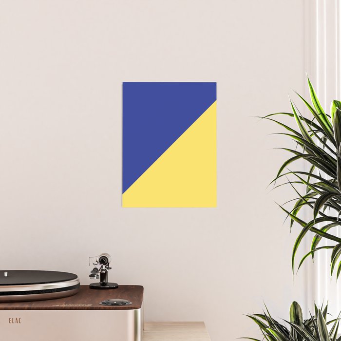 Modern royal blue sunshine yellow trendy color block Poster Gallery Image 2