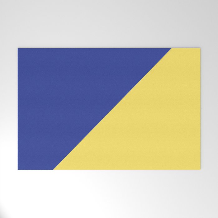 Modern royal blue sunshine yellow trendy color block Welcome Mat Gallery Image 1