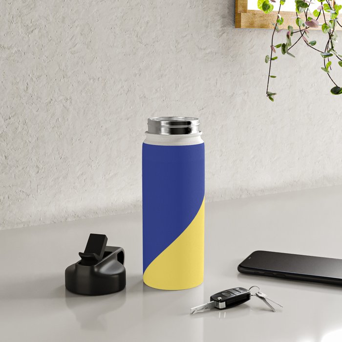 Modern royal blue sunshine yellow trendy color block Water Bottle Gallery Image 4