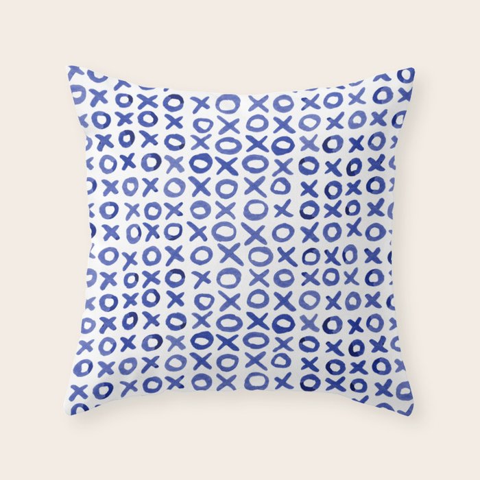 Xoxo valentine's day - blue Throw Pillow Gallery Image 1
