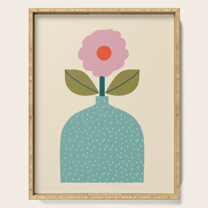 Modern Floral - Green Vase  Serving Tray Gallery Image 1