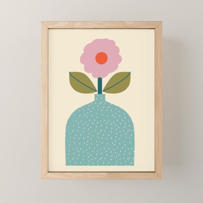 Modern Floral - Green Vase  Mini Art Print Gallery Image 1