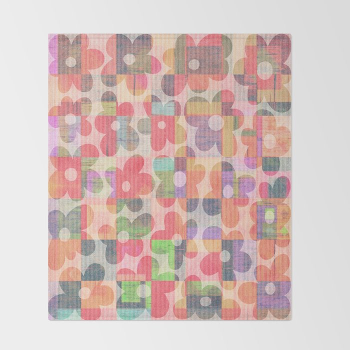 Retro Rainbow Daisy Quilt Throw Blanket Gallery Image 2