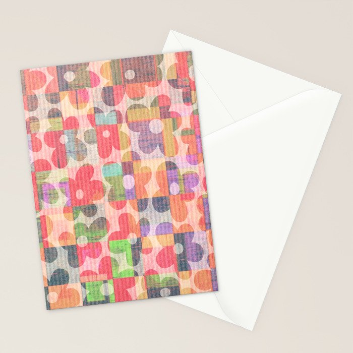 Retro Rainbow Daisy Quilt Stationery Card Gallery Image 2