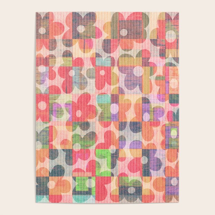 Retro Rainbow Daisy Quilt Poster Gallery Image 4