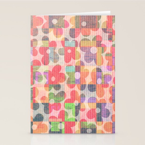 Retro Rainbow Daisy Quilt Stationery Card Gallery Image 1