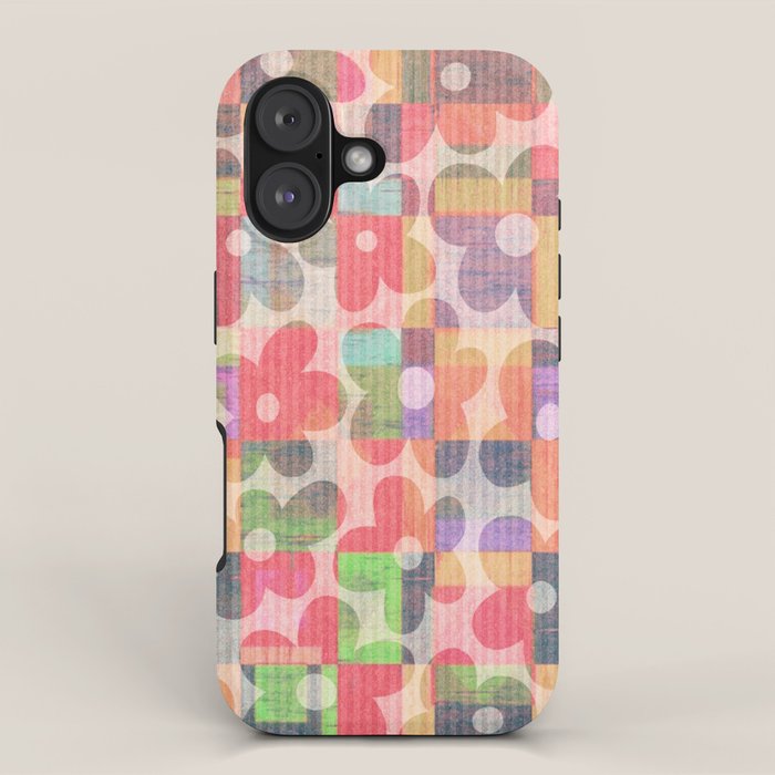 Retro Rainbow Daisy Quilt iPhone Case Gallery Image 1