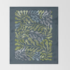 Endless Dark Leaf Illustration 1.2 Celestial Blue-Green Throw Blanket Gallery Image 2