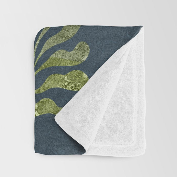 Endless Dark Leaf Illustration 1.2 Celestial Blue-Green Throw Blanket Gallery Image 3