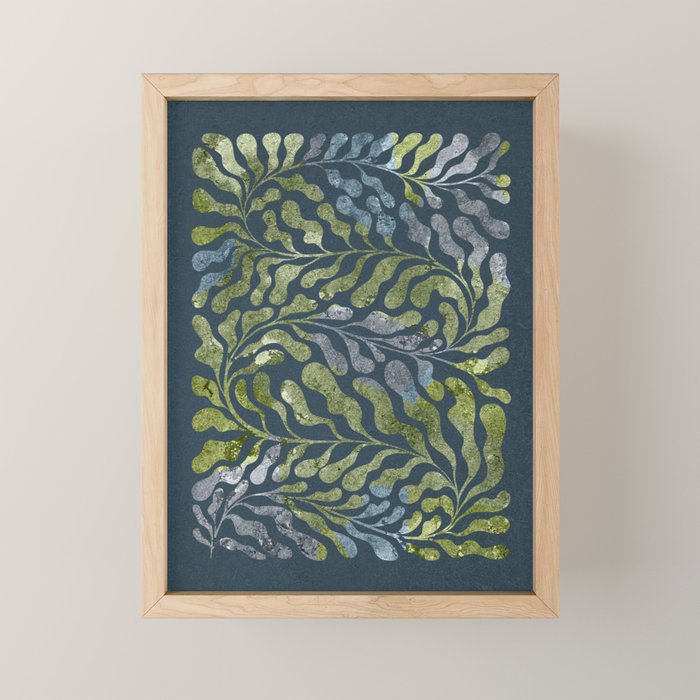 Endless Dark Leaf Illustration 1.2 Celestial Blue-Green Mini Art Print Gallery Image 1