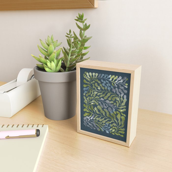 Endless Dark Leaf Illustration 1.2 Celestial Blue-Green Mini Art Print Gallery Image 2