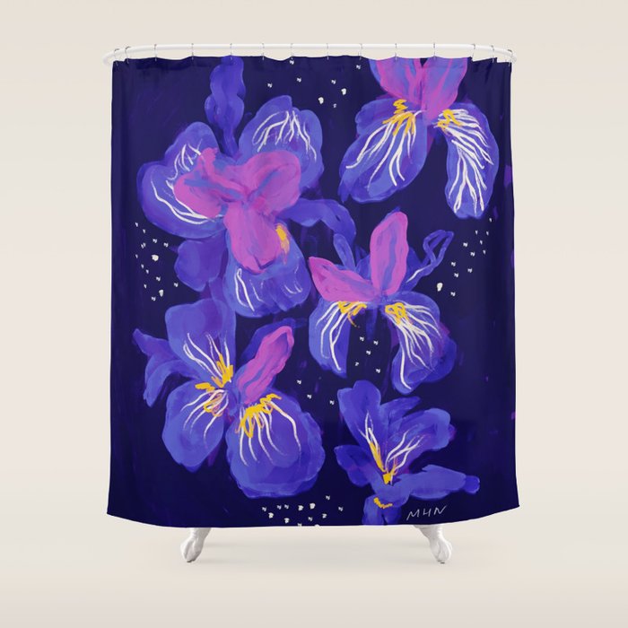 Under The Neon Floral Shower Curtain Gallery Image 1