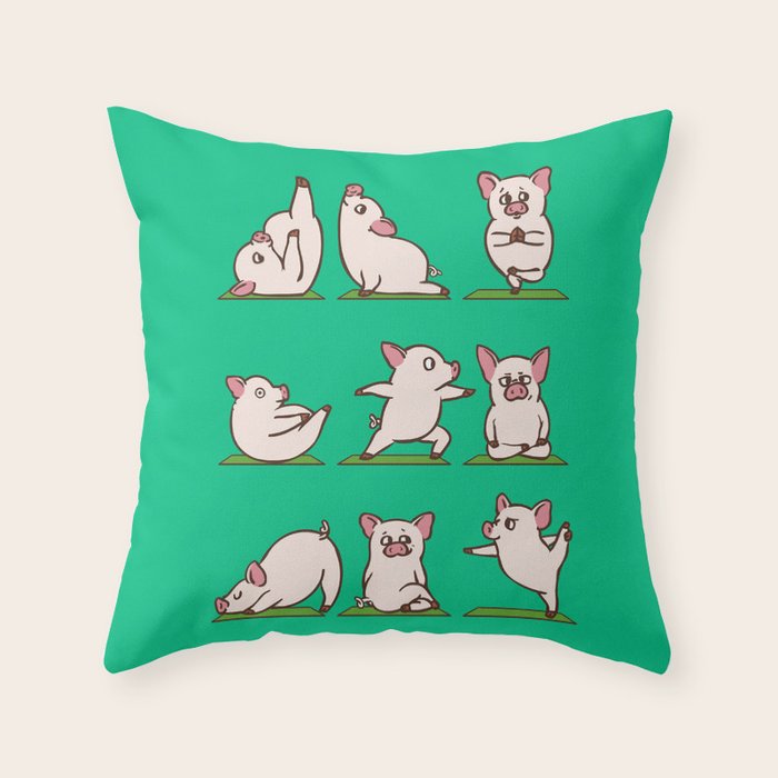 Pig Yoga Throw Pillow Gallery Image 6