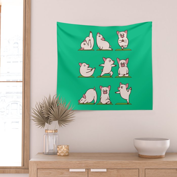 Pig Yoga Wall Tapestry Gallery Image 2