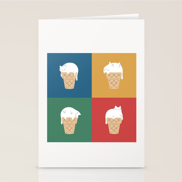 Cat Ice Cream 2x2 Stationery Card Gallery Image 1