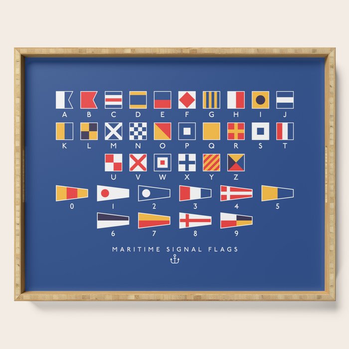 Maritime Nautical Signal Flags Chart - Navy Serving Tray Gallery Image 1