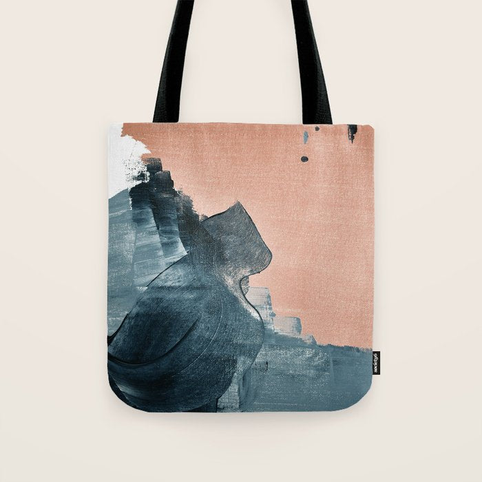 Renew: a minimal abstract piece in coral and blue by Alyssa Hamilton Art Tote Bag Gallery Image 1
