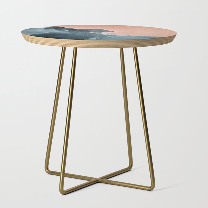 Renew: a minimal abstract piece in coral and blue by Alyssa Hamilton Art Side Table Gallery Image 1