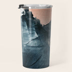 Renew: a minimal abstract piece in coral and blue by Alyssa Hamilton Art Travel Mug Gallery Image 3