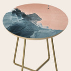 Renew: a minimal abstract piece in coral and blue by Alyssa Hamilton Art Side Table Gallery Image 2
