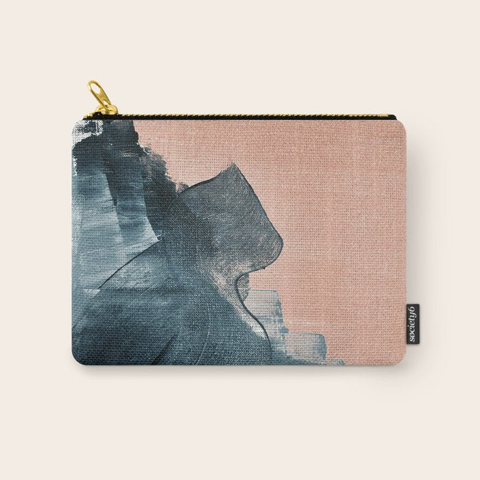Renew: a minimal abstract piece in coral and blue by Alyssa Hamilton Art Carry All Pouch Gallery Image 1