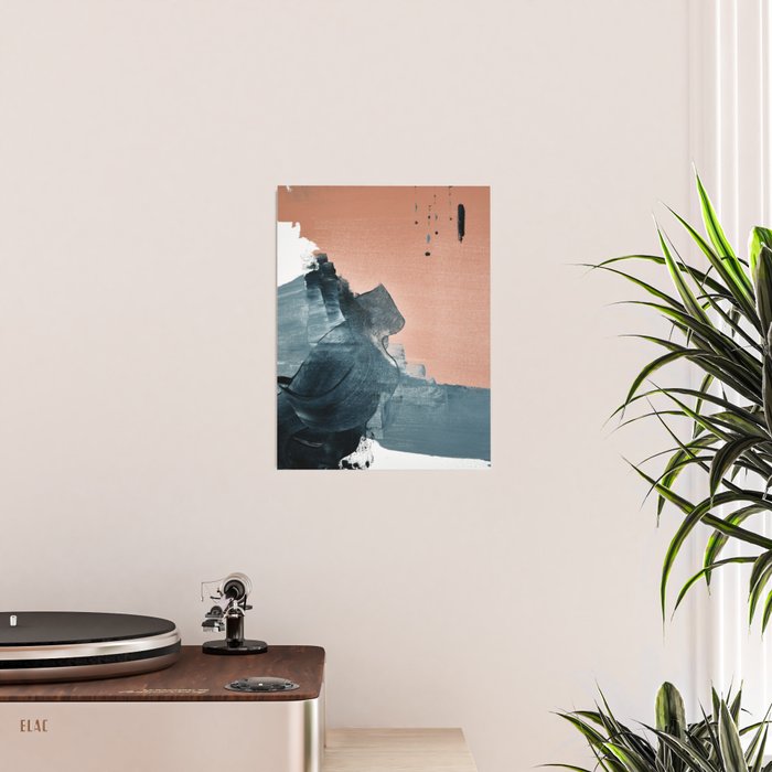 Renew: a minimal abstract piece in coral and blue by Alyssa Hamilton Art Poster Gallery Image 2