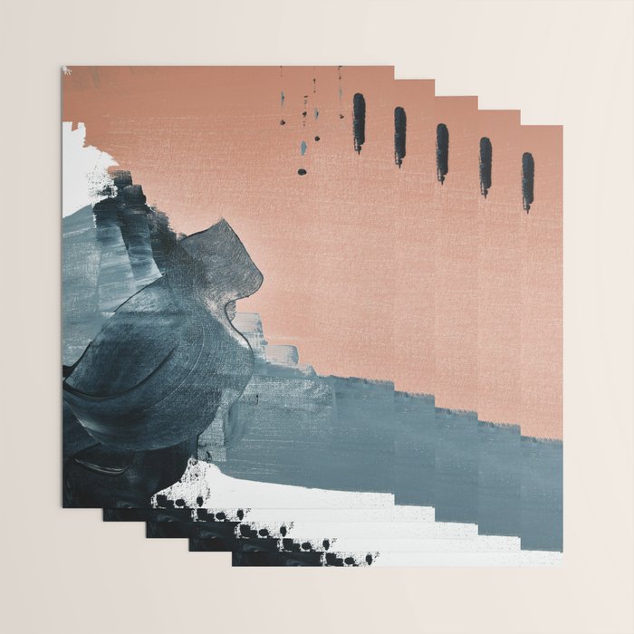 Renew: a minimal abstract piece in coral and blue by Alyssa Hamilton Art Wrapping Paper Gallery Image 3