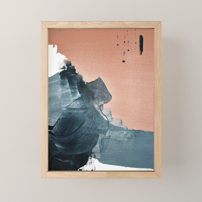 Renew: a minimal abstract piece in coral and blue by Alyssa Hamilton Art Mini Art Print Gallery Image 1