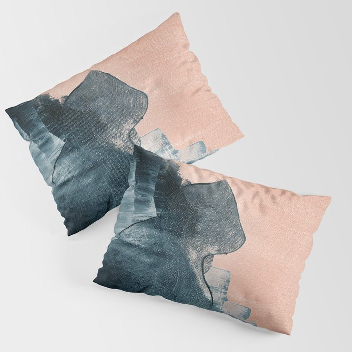 Renew: a minimal abstract piece in coral and blue by Alyssa Hamilton Art Pillow Sham Gallery Image 3