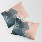 Renew: a minimal abstract piece in coral and blue by Alyssa Hamilton Art Pillow Sham Gallery Image 3
