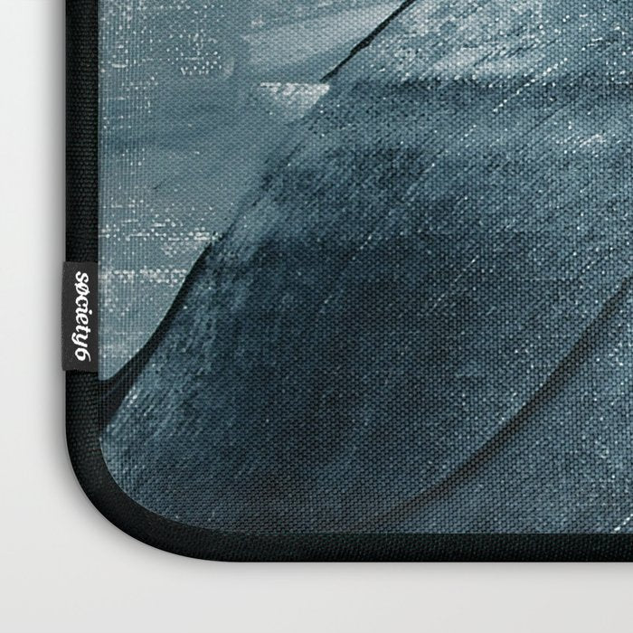 Renew: a minimal abstract piece in coral and blue by Alyssa Hamilton Art Laptop Sleeve Gallery Image 3