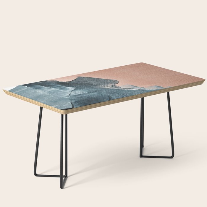 Renew: a minimal abstract piece in coral and blue by Alyssa Hamilton Art Coffee Table Gallery Image 1