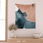 Renew: a minimal abstract piece in coral and blue by Alyssa Hamilton Art Wall Tapestry Gallery Image 2