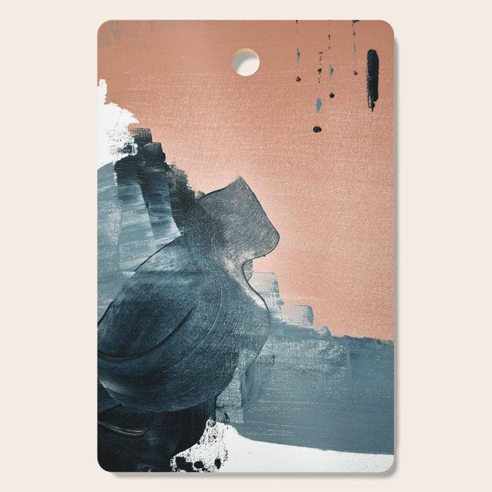 Renew: a minimal abstract piece in coral and blue by Alyssa Hamilton Art Cutting Board Gallery Image 1