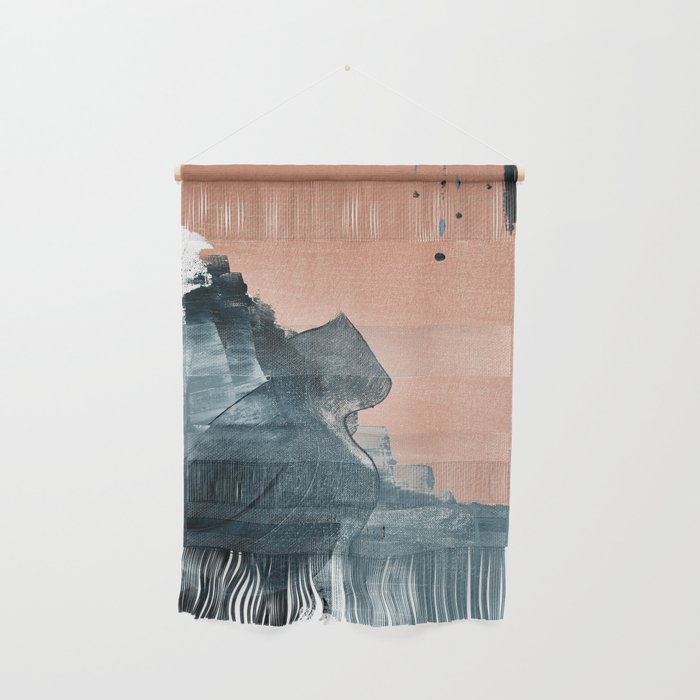 Renew: a minimal abstract piece in coral and blue by Alyssa Hamilton Art Wall Hanging Gallery Image 1