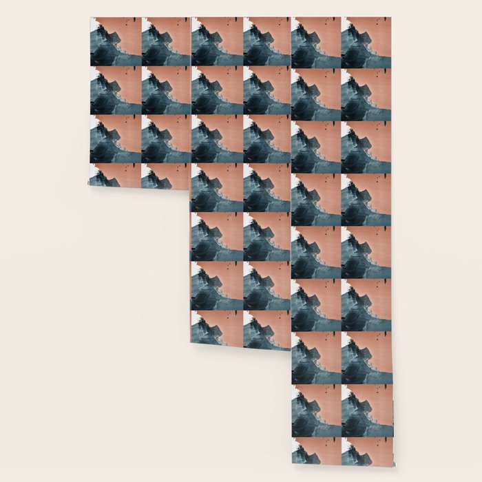 Renew: a minimal abstract piece in coral and blue by Alyssa Hamilton Art Wallpaper Gallery Image 3