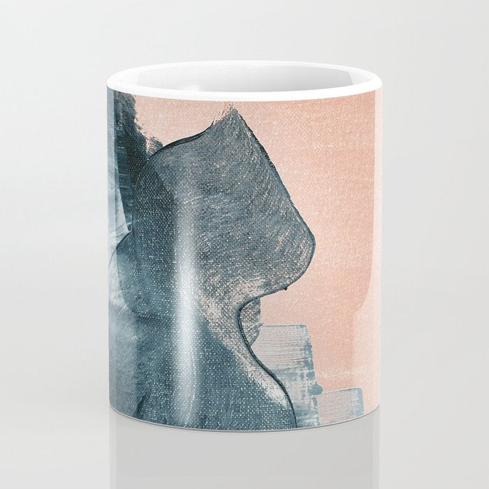 Renew: a minimal abstract piece in coral and blue by Alyssa Hamilton Art Coffee Mug Gallery Image 4